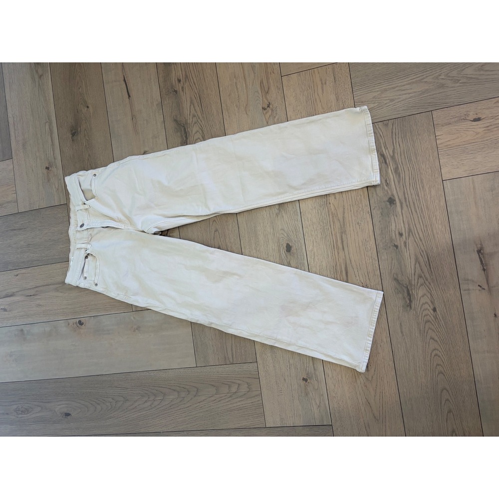 American Eagle Outfitters Women Cream Stretch Straight Leg Jeans Size 2 Regular